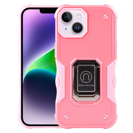 For iPhone 15 Ring Holder Non-slip Shockproof Armor Phone Case(Pink) - iPhone 15 Cases by buy2fix | Online Shopping UK | buy2fix