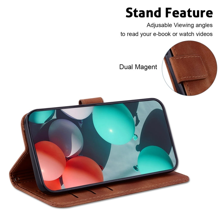 For Xiaomi 13T / 13T Pro / Redmi K60 Ultra 7-shaped Embossed Leather Phone Case(Brown) - Redmi K60 Ultra Cases by buy2fix | Online Shopping UK | buy2fix