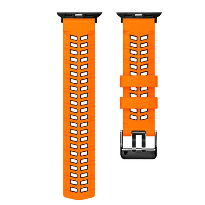 For Apple Watch Series 8 45mm Twill Dual-row Buckle Silicone Watch Band(Orange Black) - Watch Bands by buy2fix | Online Shopping UK | buy2fix