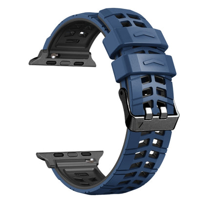 For Apple Watch SE 2022 40mm Twill Dual-row Buckle Silicone Watch Band(Midnight Blue Black) - Watch Bands by buy2fix | Online Shopping UK | buy2fix