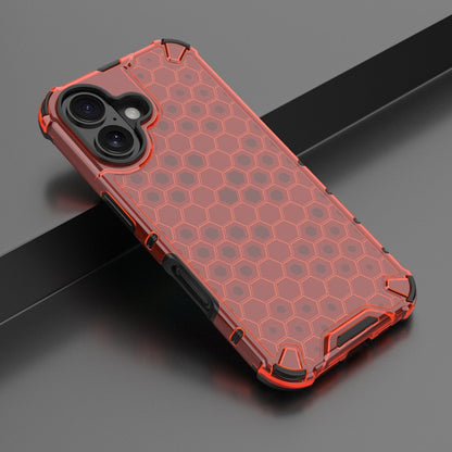 For iPhone 16 Honeycomb Shockproof Phone Case(Red) - iPhone 16 Cases by buy2fix | Online Shopping UK | buy2fix