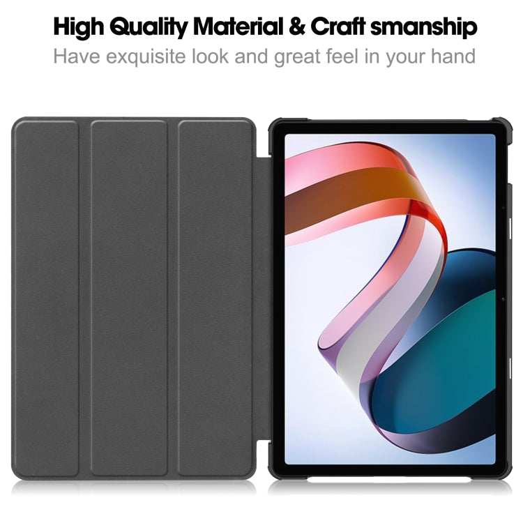 For Xiaomi Redmi Pad SE Custer Pure Color 3-Fold Holder Leather Tablet Case(Black) - More Tablet Cases by buy2fix | Online Shopping UK | buy2fix