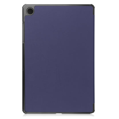 For Samsung Galaxy Tab A9 Custer Pure Color 3-Fold Holder Leather Tablet Case(Dark Blue) - Others by buy2fix | Online Shopping UK | buy2fix