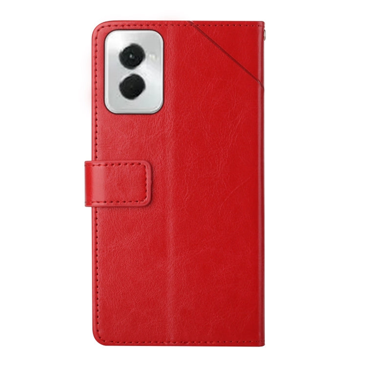 For Motorola Moto G Power 5G 2024 HT01 Y-shaped Pattern Flip Leather Phone Case(Red) - Motorola Cases by buy2fix | Online Shopping UK | buy2fix