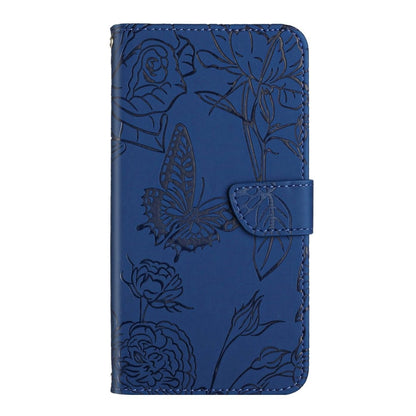 For Motorola Edge 5G 2024 HT03 Skin Feel Butterfly Embossed Flip Leather Phone Case(Blue) - Motorola Cases by buy2fix | Online Shopping UK | buy2fix