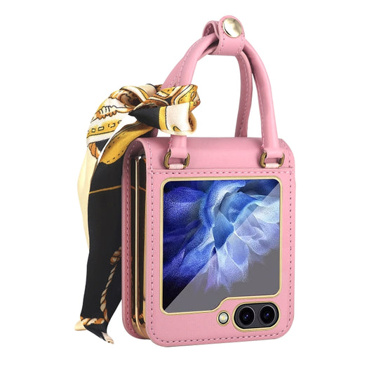 For Samsung Galaxy Z Flip5 Handbag Design Leather + PC Phone Case(Pink) - Galaxy Z Flip5 Cases by buy2fix | Online Shopping UK | buy2fix