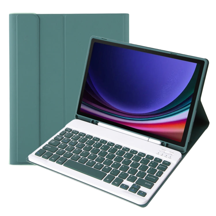 For Samsung Galaxy Tab S9 FE A710B Candy Color TPU Bluetooth Keyboard Leather Tablet Case with Pen Holder(Dark Green) - Samsung Keyboard by buy2fix | Online Shopping UK | buy2fix