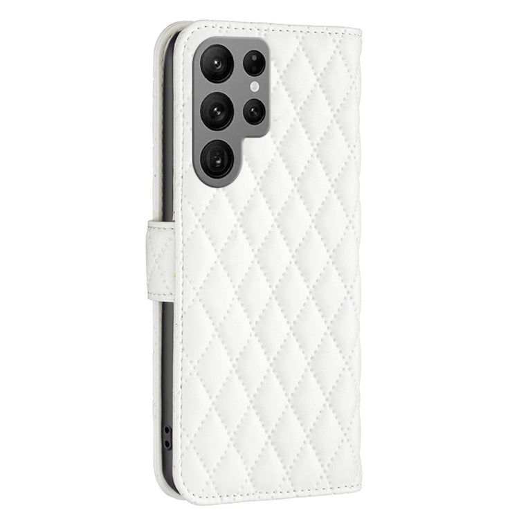 For Samsung Galaxy S24 Ultra 5G Diamond Lattice Wallet Flip Leather Phone Case(White) - Galaxy S24 Ultra 5G Cases by buy2fix | Online Shopping UK | buy2fix