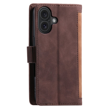 For iPhone 16 Plus Retro Splicing Horizontal Flip Leather Phone Case(Brown) - iPhone 16 Plus Cases by buy2fix | Online Shopping UK | buy2fix