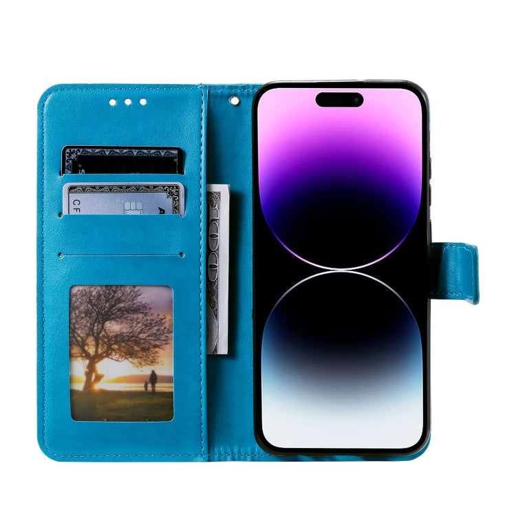 For iPhone 16 Pro Totem Flower Embossed Leather Phone Case(Blue) - iPhone 16 Pro Cases by buy2fix | Online Shopping UK | buy2fix