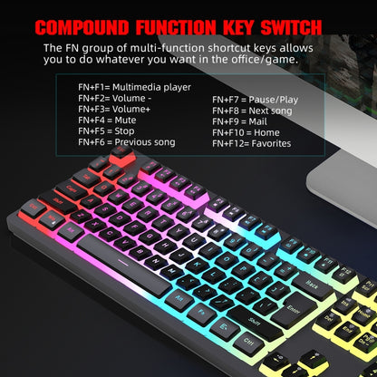 HXSJ L200+X100 Wired RGB Backlit Keyboard and Mouse Set 104 Pudding Key Caps + 3600DPI Mouse(Black) - Wired Keyboard by HXSJ | Online Shopping UK | buy2fix