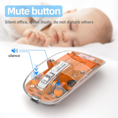 HXSJ T900 Transparent Magnet Three-mode Wireless Gaming Mouse(Orange) - Wireless Mice by HXSJ | Online Shopping UK | buy2fix