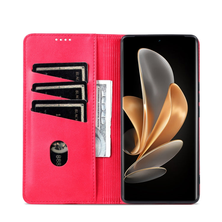 For OPPO Find X7 AZNS Magnetic Calf Texture Flip Leather Phone Case(Red) - OPPO Cases by AZNS | Online Shopping UK | buy2fix