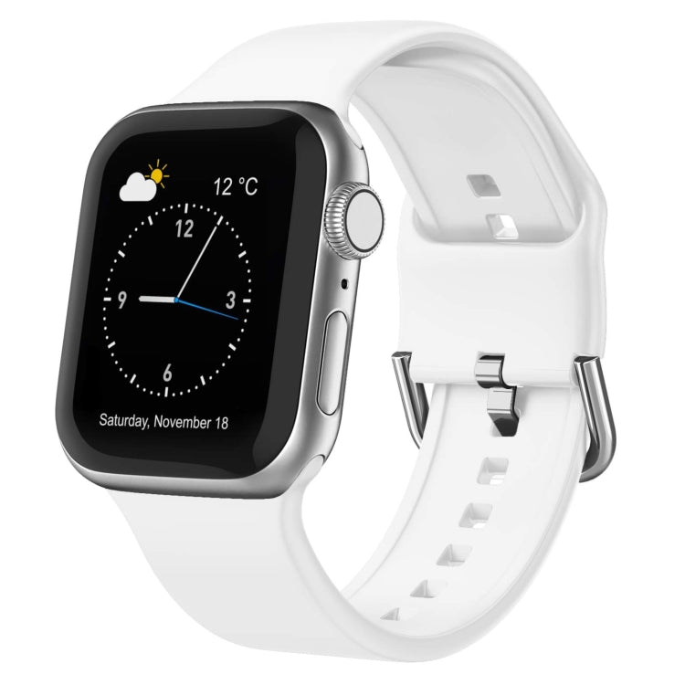 For Apple Watch Series 7 45mm Pin Buckle Silicone Watch Band(White) - Watch Bands by buy2fix | Online Shopping UK | buy2fix