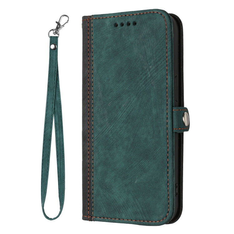 For iPhone SE 2024 Side Buckle Double Fold Hand Strap Leather Phone Case(Dark Green) - More iPhone Cases by buy2fix | Online Shopping UK | buy2fix