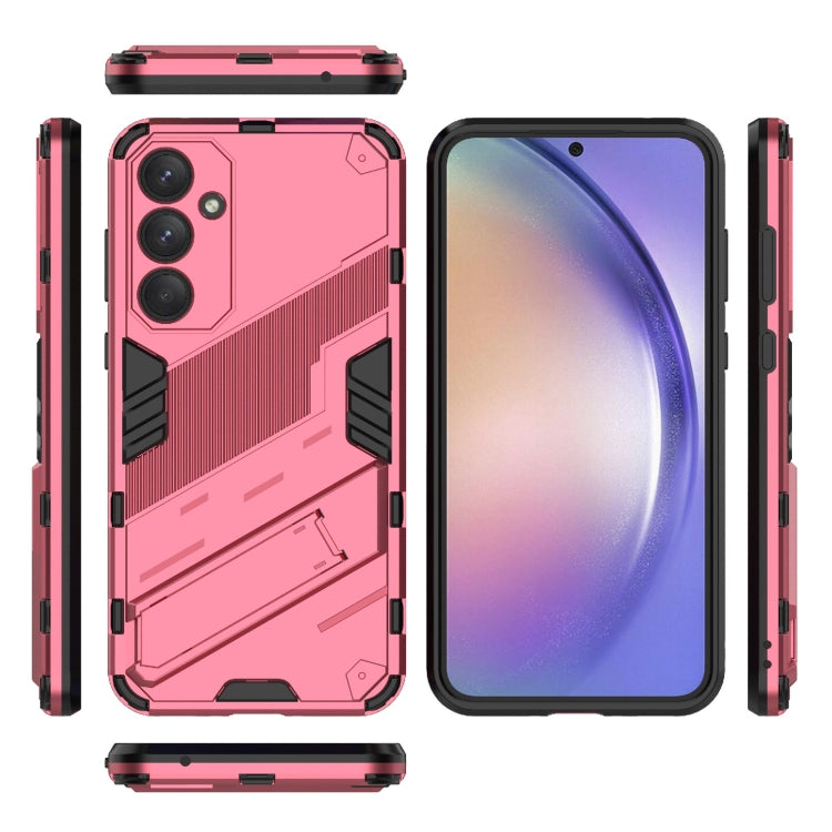 For Samsung Galaxy A35 5G Punk Armor 2 in 1 PC + TPU Shockproof Phone Case with Invisible Holder(Light Red) - Galaxy Phone Cases by buy2fix | Online Shopping UK | buy2fix