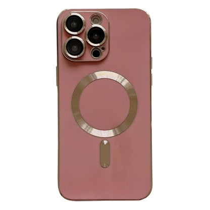 For iPhone 13 Pro Max Magsafe Plating TPU Phone Case with Lens Film(Rose Red) - iPhone 13 Pro Max Cases by buy2fix | Online Shopping UK | buy2fix