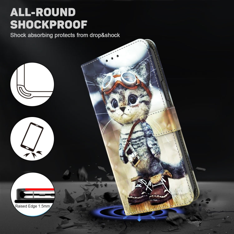 For Samsung Galaxy A15 3D Painted Leather Phone Case(Naughty Cat) - Galaxy Phone Cases by buy2fix | Online Shopping UK | buy2fix