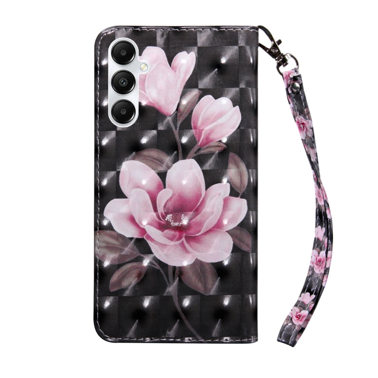 For Samsung Galaxy A15 3D Painted Leather Phone Case(Pink Flower) - Galaxy Phone Cases by buy2fix | Online Shopping UK | buy2fix