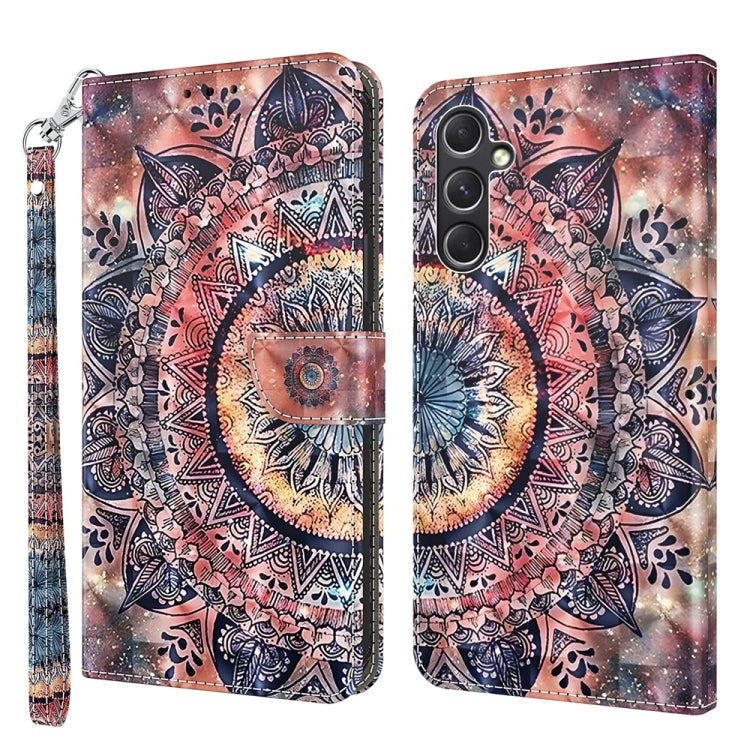 For Samsung Galaxy A55 5G 3D Painted Leather Phone Case(Colorful Mandala) - Galaxy Phone Cases by buy2fix | Online Shopping UK | buy2fix