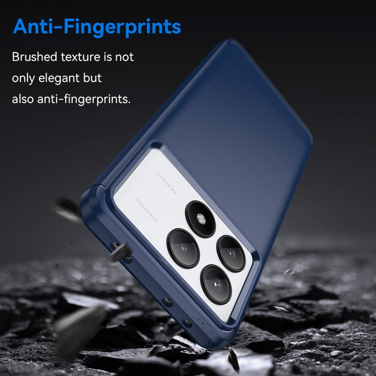 For Xiaomi Redmi K70E Brushed Texture Carbon Fiber TPU Phone Case(Blue) - K70E Cases by buy2fix | Online Shopping UK | buy2fix