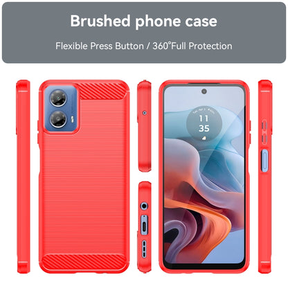 For Motorola Moto G34 Brushed Texture Carbon Fiber TPU Phone Case(Red) - Motorola Cases by buy2fix | Online Shopping UK | buy2fix