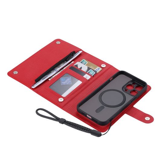 For iPhone 14 ViLi GHB Series MagSafe Magnetic Zipper Leather Phone Case(Red) - iPhone 14 Cases by ViLi | Online Shopping UK | buy2fix
