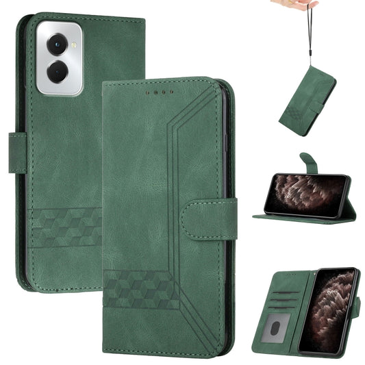 For Motorola Moto G Power 5G 2024 Cubic Skin Feel Flip Leather Phone Case(Green) - Motorola Cases by buy2fix | Online Shopping UK | buy2fix