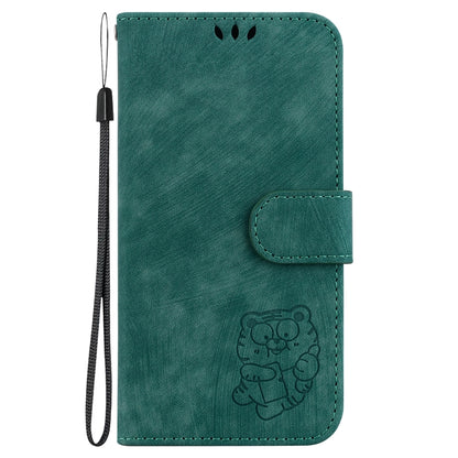 For Motorola Moto G Power 5G 2024 Little Tiger Embossed Leather Phone Case(Green) - Motorola Cases by buy2fix | Online Shopping UK | buy2fix