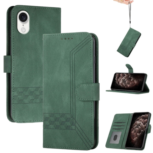 For iPhone SE 2024 Cubic Skin Feel Flip Leather Phone Case(Green) - More iPhone Cases by buy2fix | Online Shopping UK | buy2fix