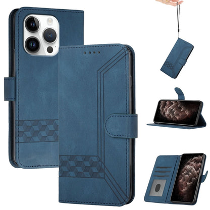 For iPhone 16 Pro Cubic Skin Feel Flip Leather Phone Case(Blue) - iPhone 16 Pro Cases by buy2fix | Online Shopping UK | buy2fix