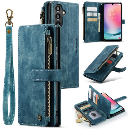 For Samsung Galaxy A24 4G CaseMe C30 Card Slots Zipper Wallet Leather Phone Case(Blue) - Galaxy Phone Cases by CaseMe | Online Shopping UK | buy2fix