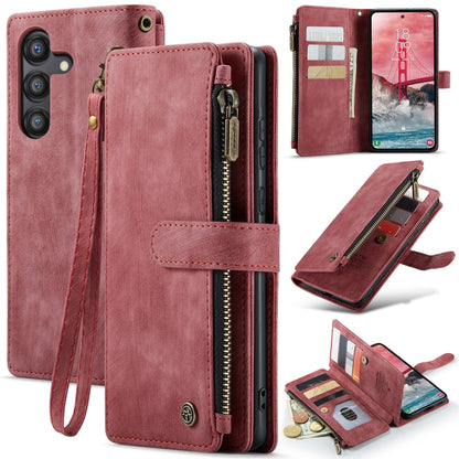 For Samsung Galaxy A55 5G CaseMe C30 Card Slots Zipper Wallet Leather Phone Case(Red) - Galaxy Phone Cases by CaseMe | Online Shopping UK | buy2fix