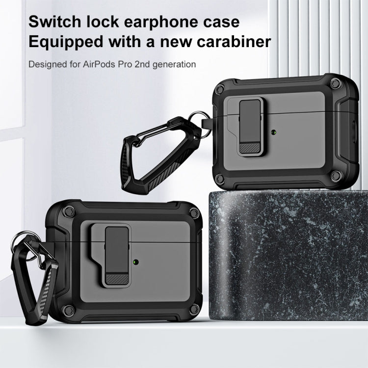 For AirPods Pro 2 TPU + PC Wireless Bluetooth Earphone Protective Case with Switch Lock & Hook(White) - For AirPods Pro 2 by buy2fix | Online Shopping UK | buy2fix