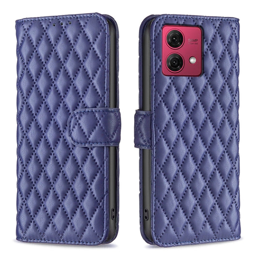 For Motorola Moto G84 Diamond Lattice Wallet Flip Leather Phone Case(Blue) - Motorola Cases by buy2fix | Online Shopping UK | buy2fix