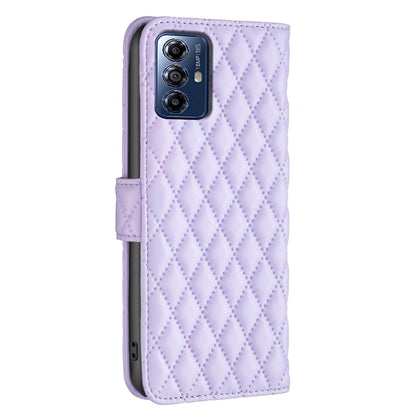 For Motorola Moto G Play 2024 Diamond Lattice Wallet Flip Leather Phone Case(Purple) - Motorola Cases by buy2fix | Online Shopping UK | buy2fix