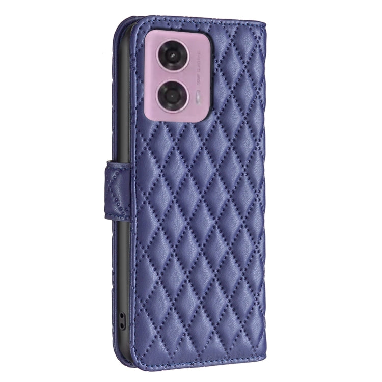 For Motorola Moto G24 Diamond Lattice Wallet Flip Leather Phone Case(Blue) - Motorola Cases by buy2fix | Online Shopping UK | buy2fix