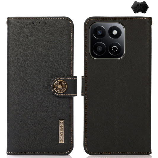 For Honor Play 60 Plus / 200 Smart KHAZNEH Custer Genuine Leather RFID Phone Case(Black) - Honor Cases by buy2fix | Online Shopping UK | buy2fix