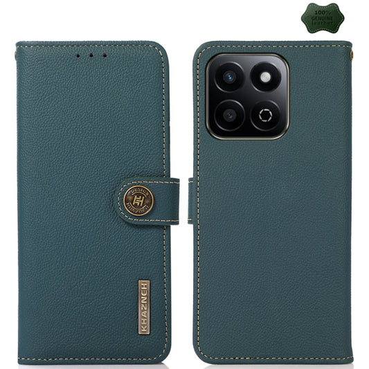 For Honor Play 60 Plus / 200 Smart KHAZNEH Custer Genuine Leather RFID Phone Case(Green) - Honor Cases by buy2fix | Online Shopping UK | buy2fix