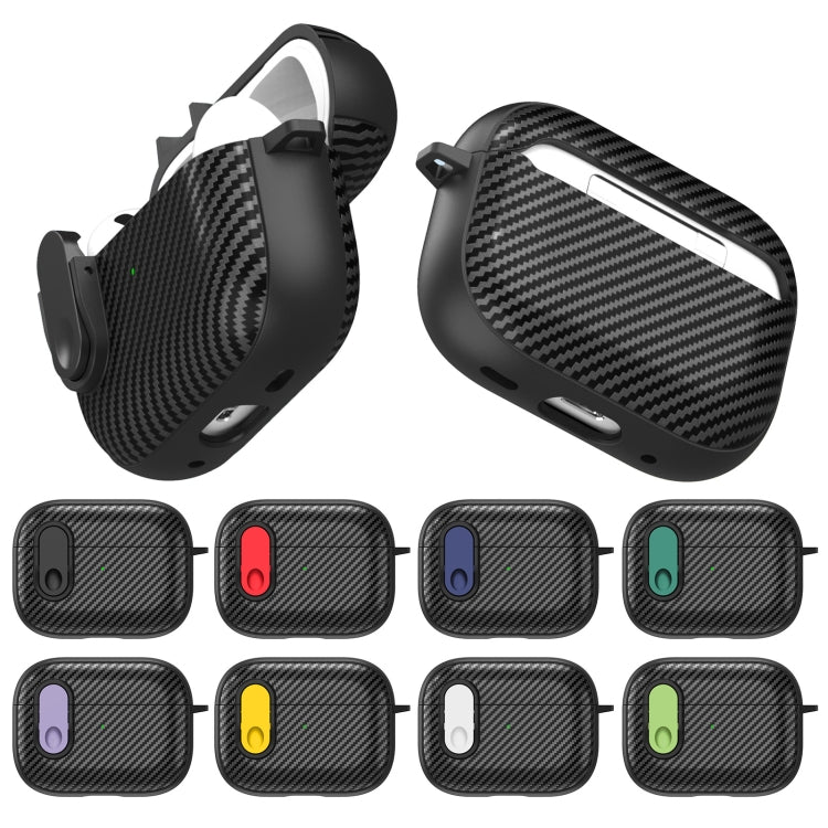 For AirPods 2 / 1 Carbon Fiber Texture Wireless Earphones Case with Security Lock(Purple) - For AirPods 1/2 by buy2fix | Online Shopping UK | buy2fix