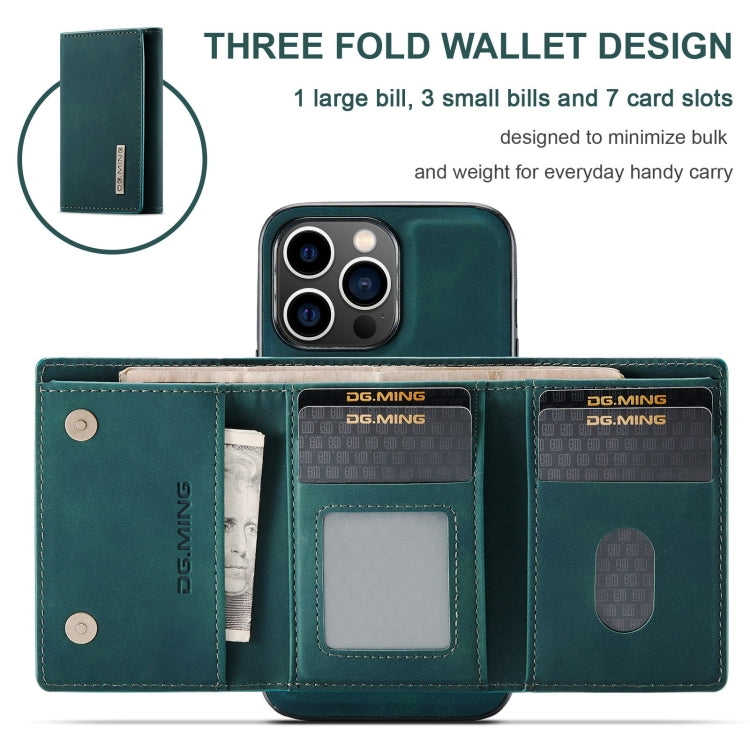 For iPhone 15 Pro Max DG.MING M1 Series 3-Fold Multi Card Wallet Leather Phone Case(Green) - iPhone 15 Pro Max Cases by DG.MING | Online Shopping UK | buy2fix