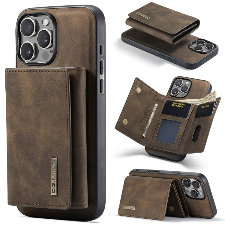 For iPhone 16 Pro DG.MING M1 Series 3-Fold Multi Card Wallet Leather Phone Case(Coffee) - iPhone 16 Pro Cases by DG.MING | Online Shopping UK | buy2fix