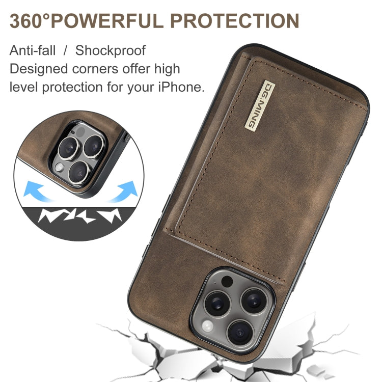 For iPhone 16 Pro DG.MING M1 Series 3-Fold Multi Card Wallet Leather Phone Case(Coffee) - iPhone 16 Pro Cases by DG.MING | Online Shopping UK | buy2fix