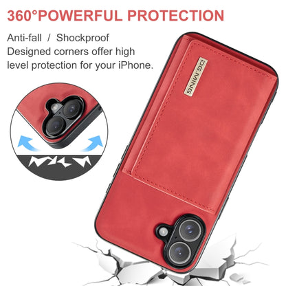 For iPhone 16 DG.MING M1 Series 3-Fold Multi Card Wallet Leather Phone Case(Red) - iPhone 16 Cases by DG.MING | Online Shopping UK | buy2fix