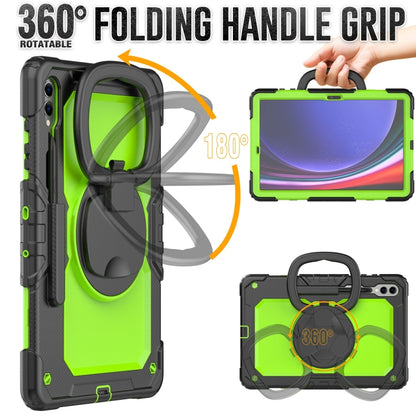 For Samsung Galaxy Tab S9+ D Type Silicone Hybrid PC Tablet Case with Handle Holder(Yellow Green PC) - Galaxy Tab S9+ Cases by buy2fix | Online Shopping UK | buy2fix