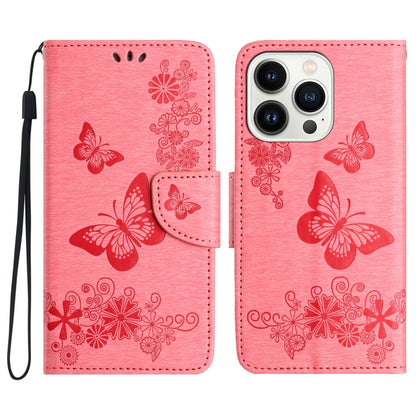 For iPhone 16 Pro Max Butterfly Embossed Flip Leather Phone Case(Pink) - iPhone 16 Pro Max Cases by buy2fix | Online Shopping UK | buy2fix