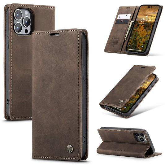 For iPhone 15 Pro CaseMe 013 Multifunctional Horizontal Flip Leather Phone Case(Coffee) - iPhone 15 Pro Cases by CaseMe | Online Shopping UK | buy2fix