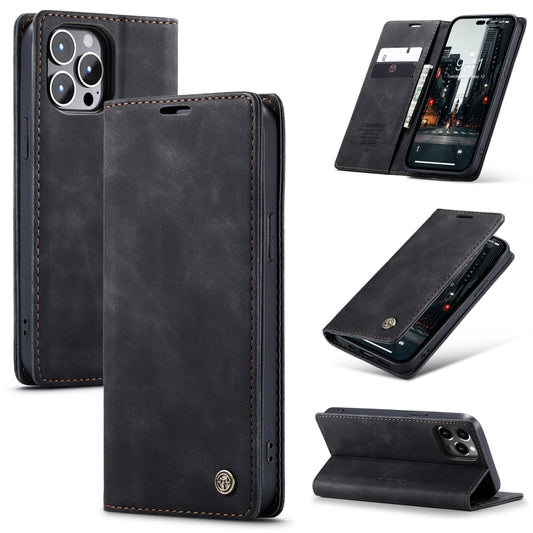 For iPhone 15 Pro CaseMe 013 Multifunctional Horizontal Flip Leather Phone Case(Black) - iPhone 15 Pro Cases by CaseMe | Online Shopping UK | buy2fix