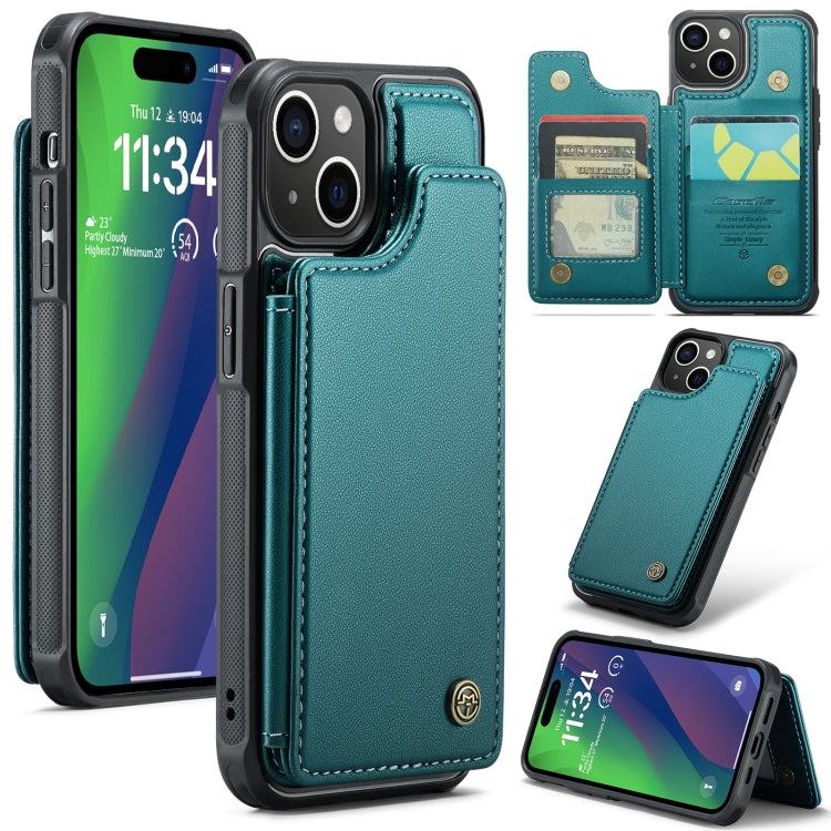 For iPhone 15 CaseMe C22 Card Slots Holder RFID Anti-theft Phone Case(Blue Green) - iPhone 15 Pro Cases by CaseMe | Online Shopping UK | buy2fix