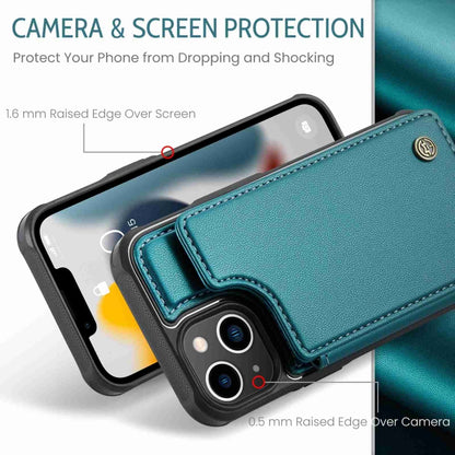 For iPhone 13 CaseMe C22 Card Slots Holder RFID Anti-theft Phone Case(Blue Green) - iPhone 13 Cases by CaseMe | Online Shopping UK | buy2fix